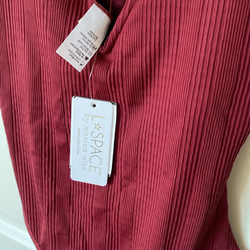 NWT L*SPACE Pointelle Rib Cha Cha One Piece Swimsuit Size 8 Burgundy - Picture 6 of 12